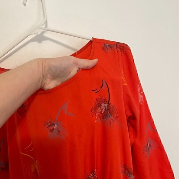 O'NEILL PACSUN Jules Shift Dress Red ish Floral 3/4 Sleeve Tie Waist Button Back - Picture 4 of 16